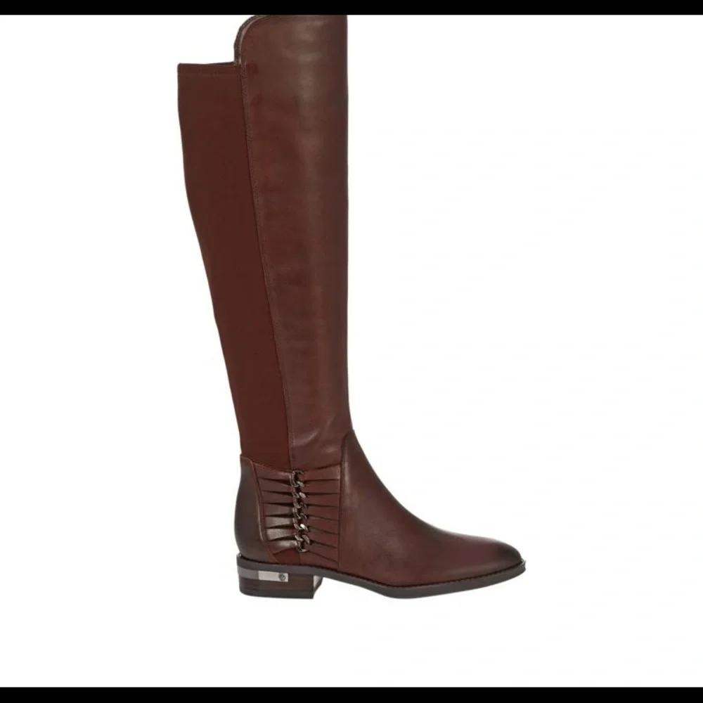 VINCE CAMUTO MAHOGANY LEATHER RIDING BOOTS NWT SZ 7.5 - Picture 2 of 10